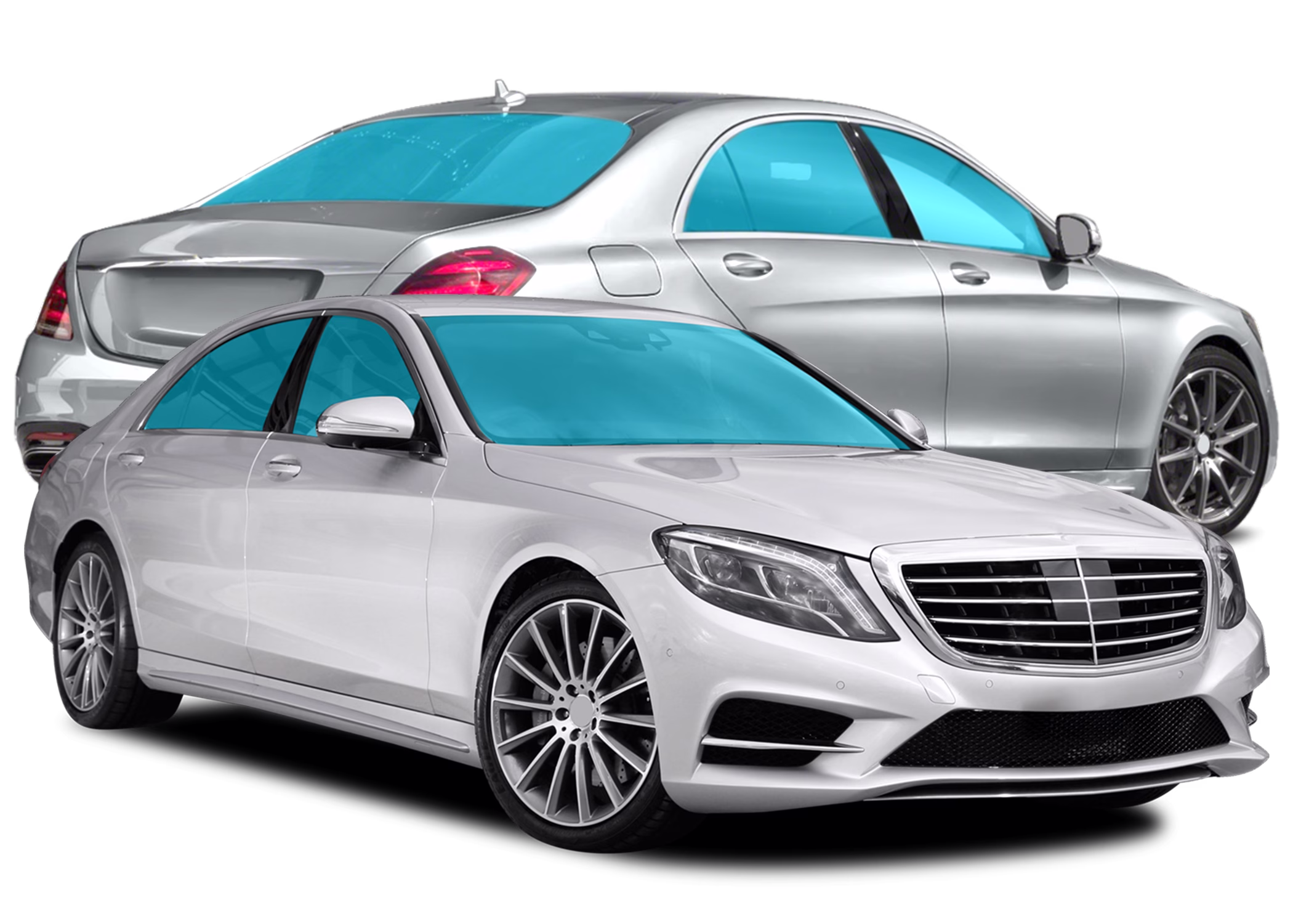 Full Window Tint Coverage Options – Planet Car Care Orlando Luxury sedans with fully tinted windows showcasing complete window tint coverage options at Planet Car Care Orlando